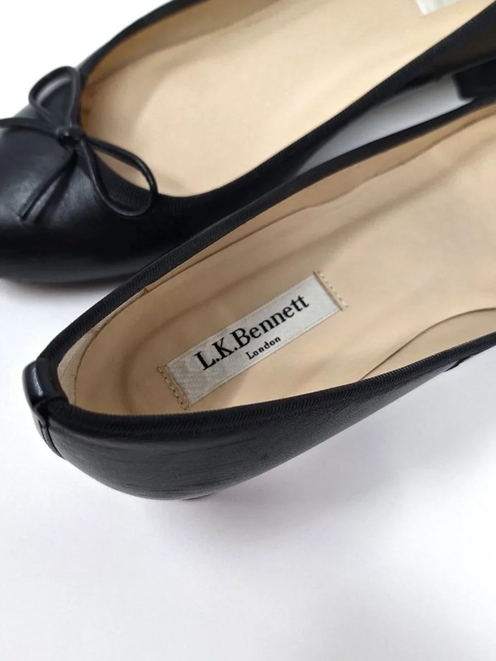 LK Bennett London French Girl Shoe Style Flats Black Nappa Leather Sz 39 US 8.5